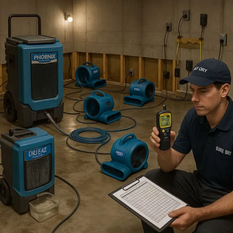 Structural Drying and Dehumidification process in Wayne County, IL